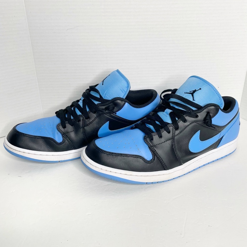 Nike Air Jordan 1 Low Shoes Black University Blue 553558-041 Men's Size 14